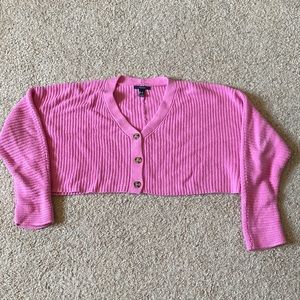 pink cropped cardigan! size L